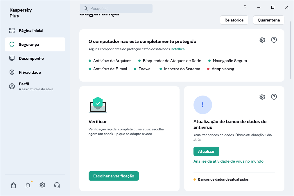 Atualização de banco de dados do antivírus