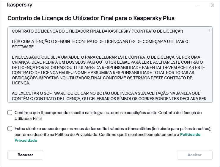 A janela de aceitação do contrato de licença do RGPD
