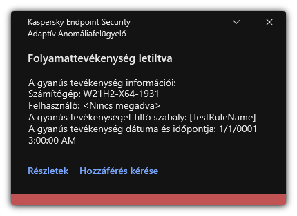 Értesítés szabály aktiválásáról. A felhasználó kérést hozhat létre egy folyamatművelet engedélyezésére.
