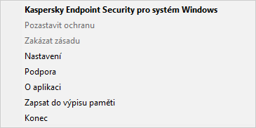 Nabídka s možnostmi ovládání aplikace.