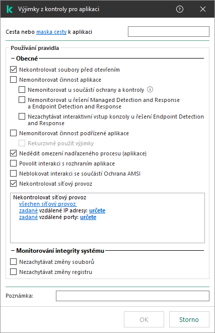 Okno s polem pro zadání cesty k souboru nebo složce. Lze použít masky.