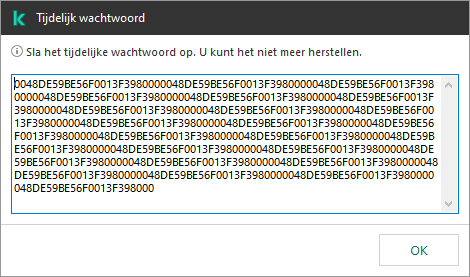 Een venster met een tijdelijk wachtwoord.