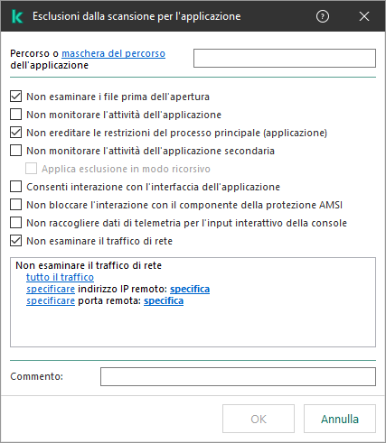 Una finestra con un campo in cui è possibile inserire il percorso di un file o di una cartella. È possibile utilizzare maschere.