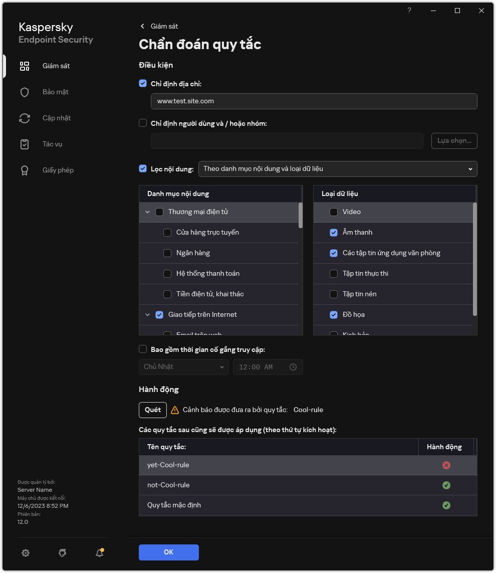 Cửa sổ kết quả kiểm tra tài nguyên web.