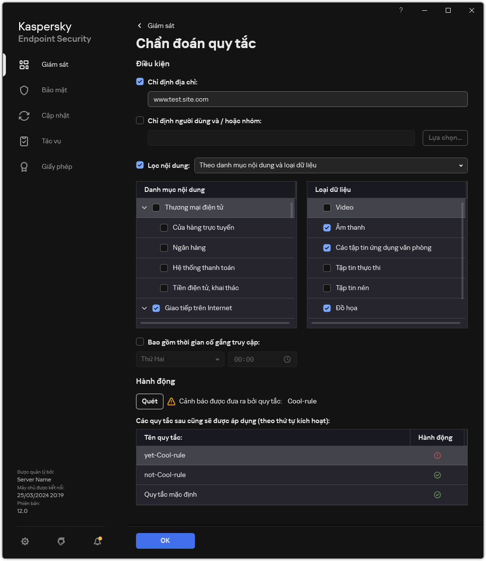 Cửa sổ kết quả kiểm tra tài nguyên web.