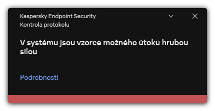 Upozornění na možný útok hrubou silou. Uživatel může zobrazit podrobné informace o pravidle.