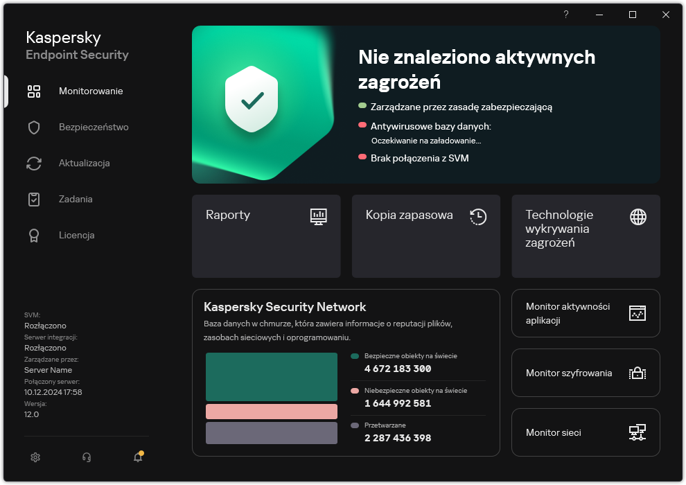 Główne okno klienta Light Agent.
