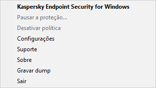 Menu com as opções de controle de aplicativos.