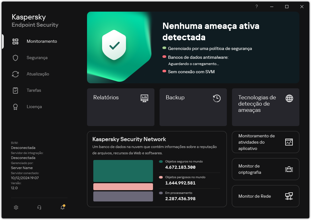 Janela principal do Light Agent.