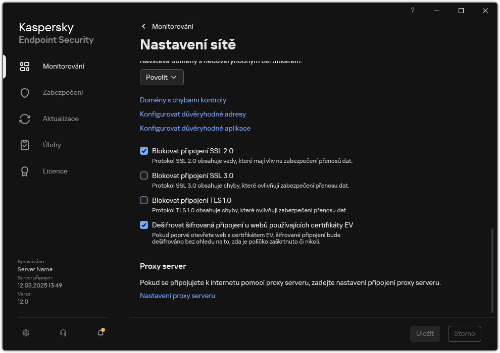 Okno Nastavení pravidla sítě aplikace.