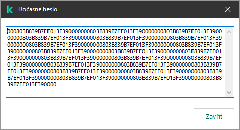 Okno s dočasným heslem.