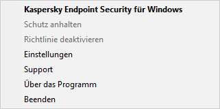 Menü mit Optionen zur Verwaltung der App.
