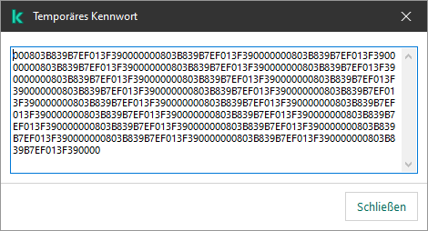 Ein Fenster mit einem temporären Kennwort.