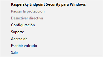 Menú con opciones de control de aplicaciones.