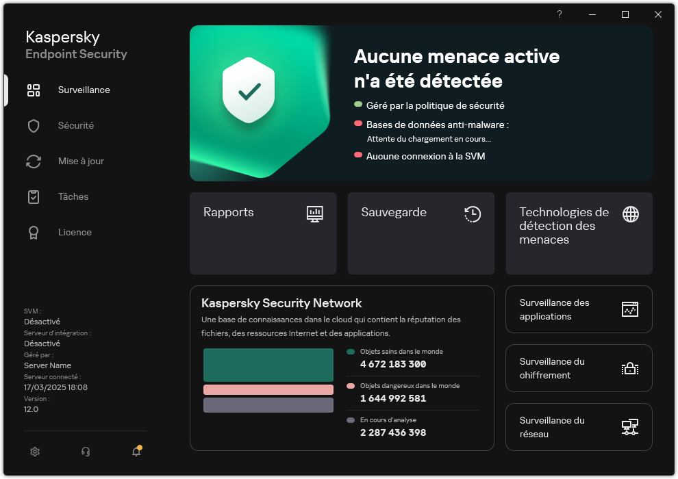 Fenêtre principale du Light Agent.