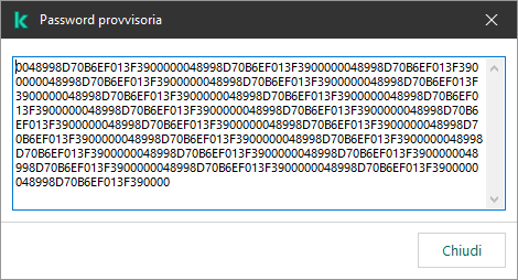 Una finestra con una password provvisoria.