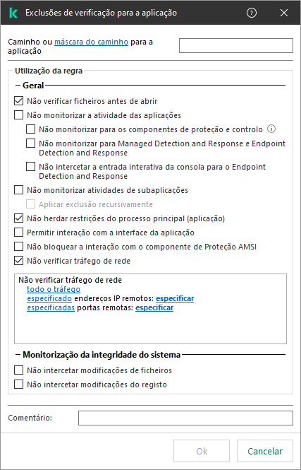 Uma janela com um campo para introduzir o caminho para um ficheiro ou pasta. As máscaras podem ser usadas.