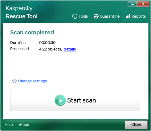 Computer scan results window.