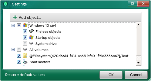 Scan scope editing window.