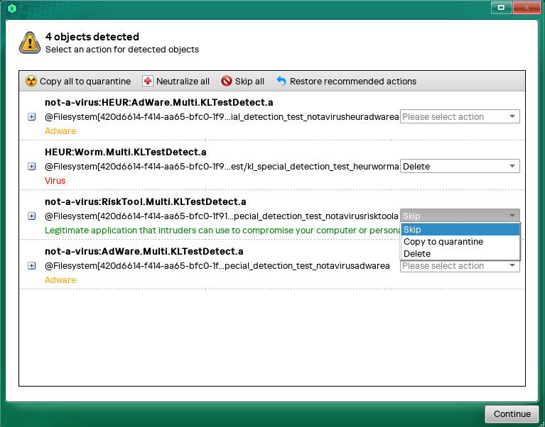 Detected object information window.