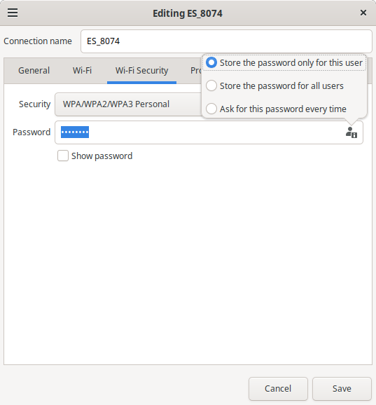 Wi-Fi security settings.