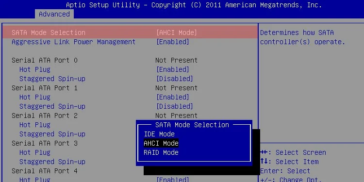 BIOS settings