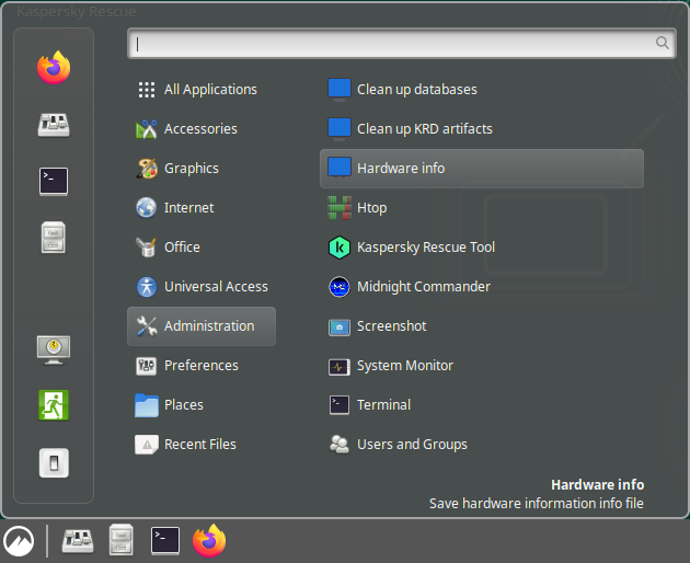 Save the hardware information report in the user interface of the application.