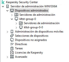 El árbol de directorios de Dispositivos administrados.