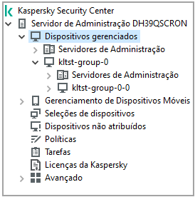 A árvore de diretórios de Dispositivos gerenciados.