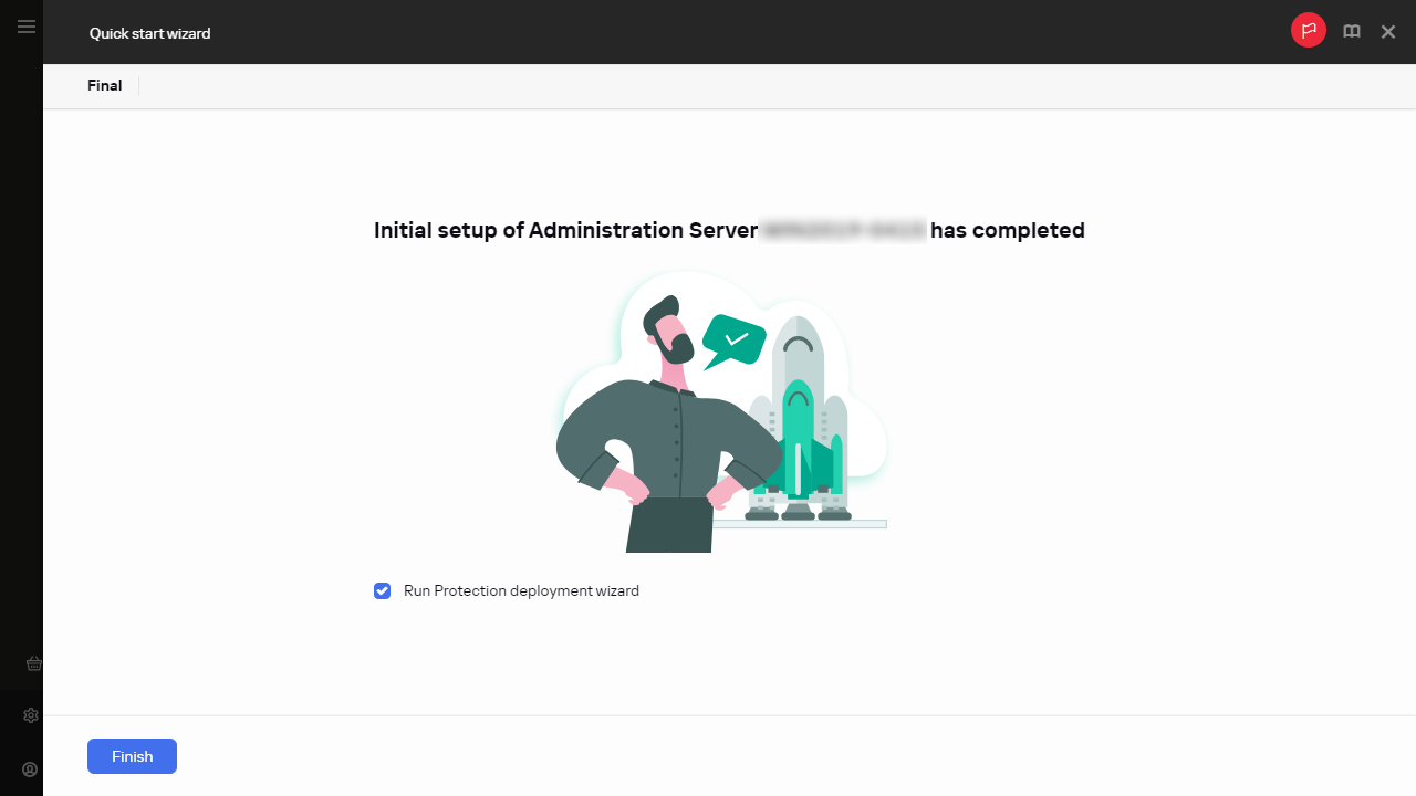 Captura de pantalla del paso final del Asistente de inicio rápido.