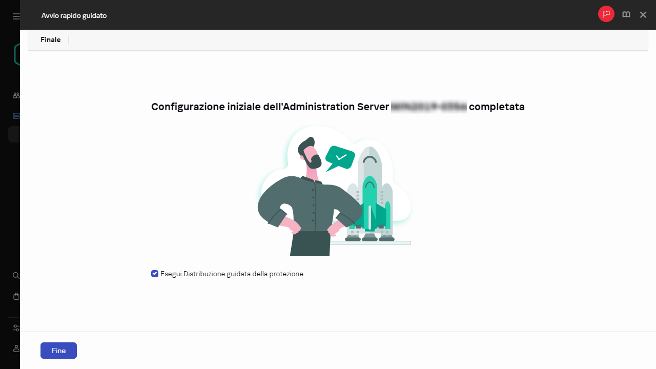 Screenshot del passaggio finale dell'avvio rapido guidato.