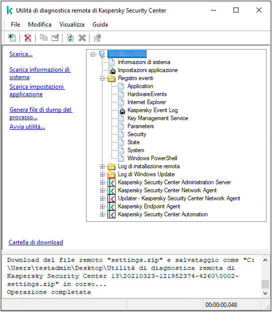 La struttura delle directory dell'utilità di diagnostica remota.
