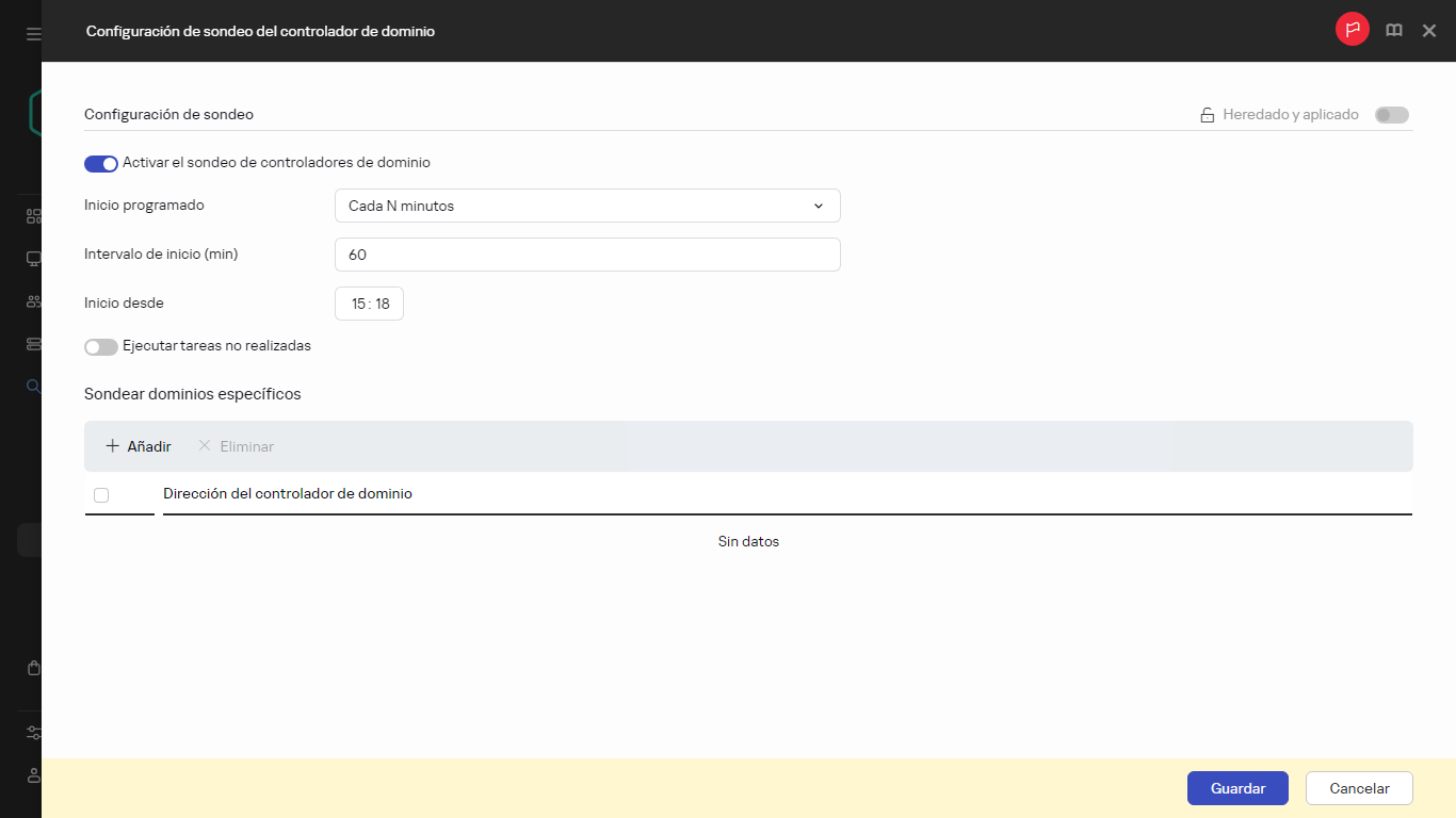 Configuración del sondeo del controlador de dominio.