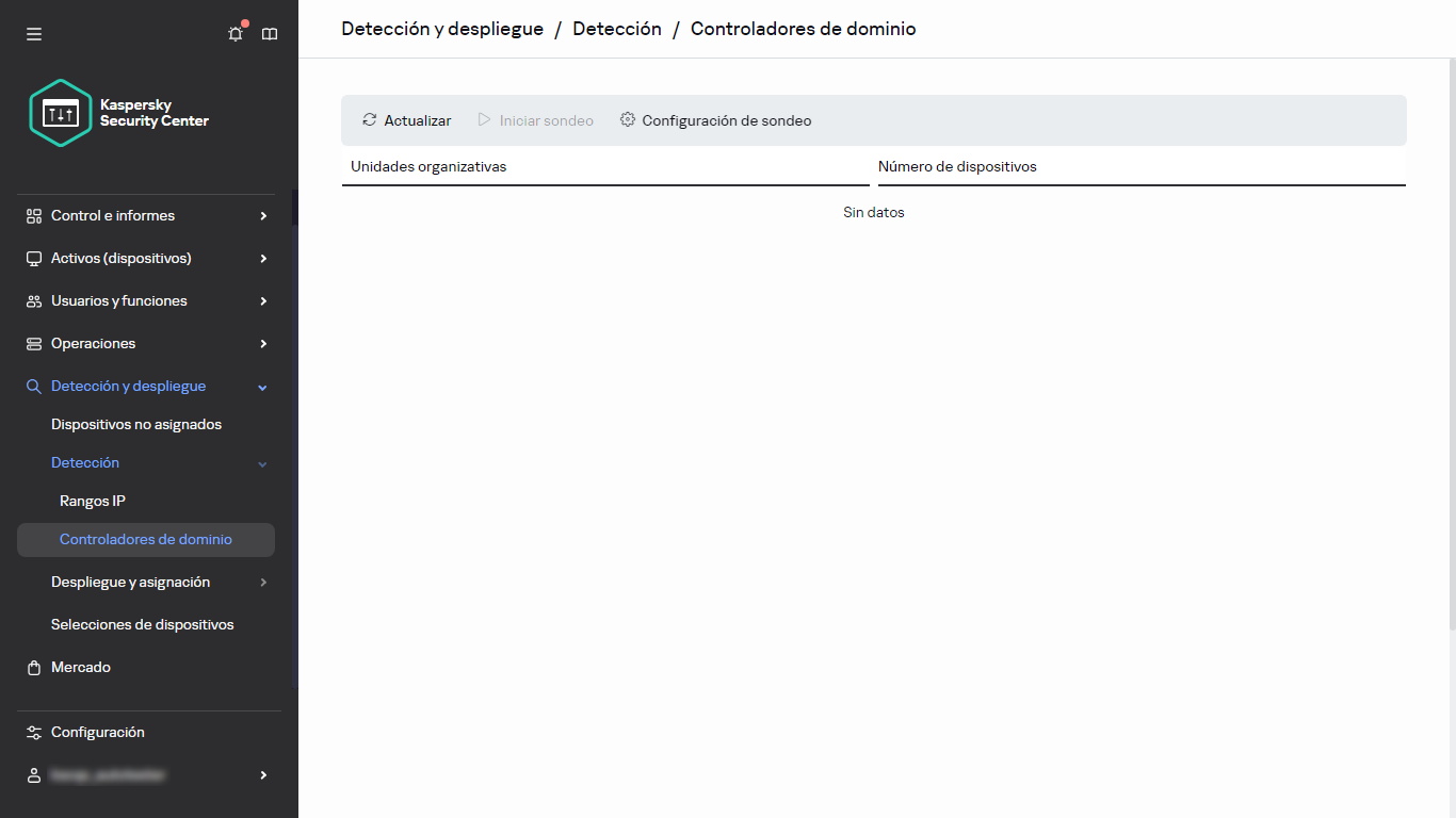 Ventana del sondeo del controlador de dominio.