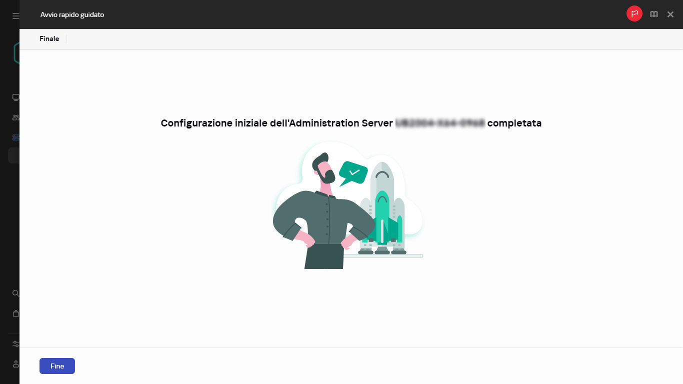 Screenshot del passaggio finale dell'avvio rapido guidato.
