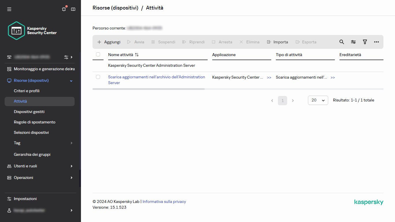 Avvio manuale di un'attività.