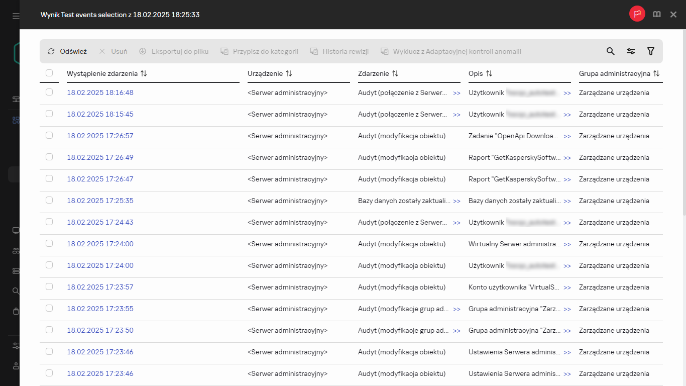 Wynik wyboru zdarzenia.