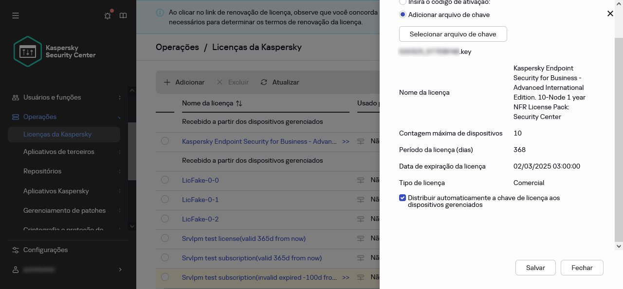 Adicionar um arquivo de chave.