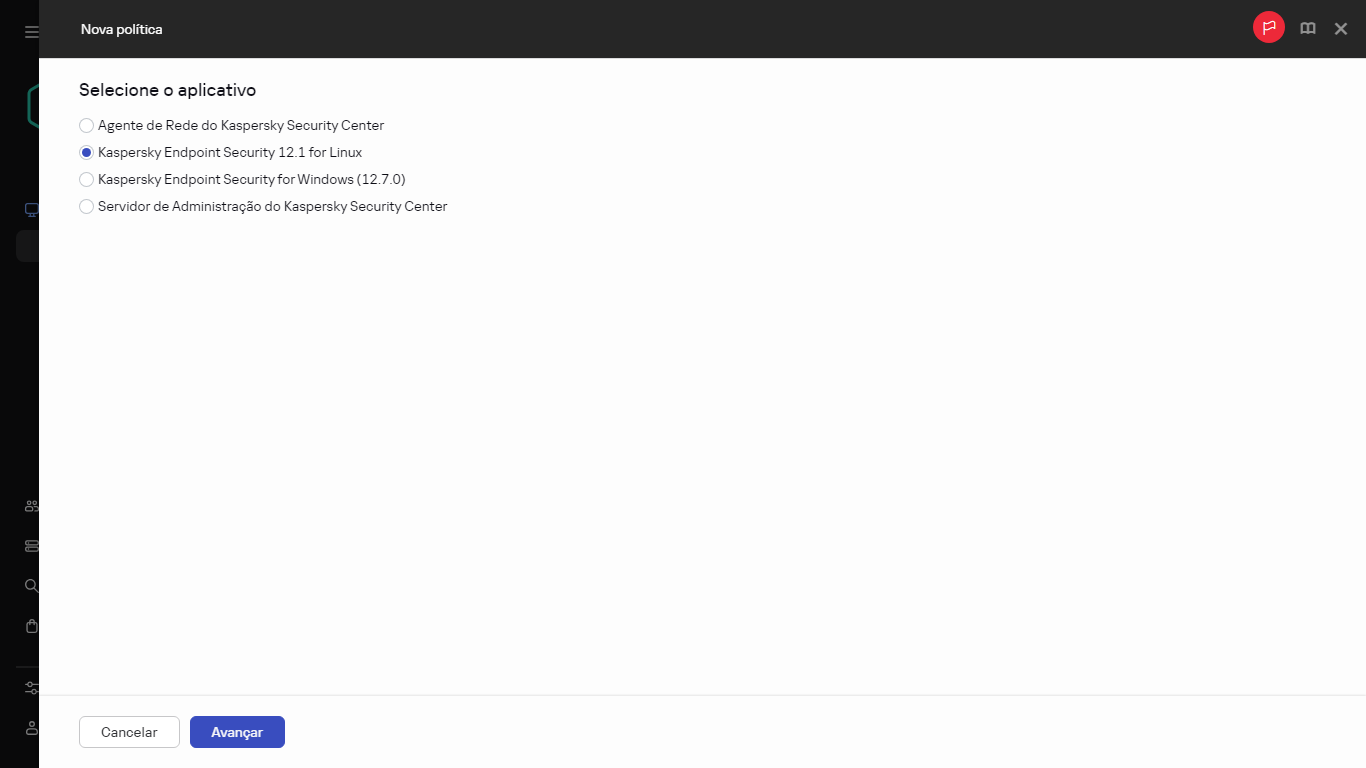 O assistente de criação de políticas. A etapa de adição de política.