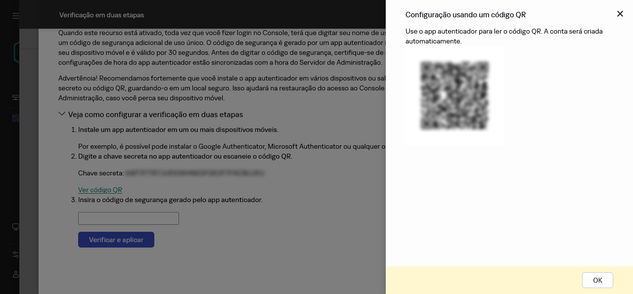 Usar Código QR para verificação.