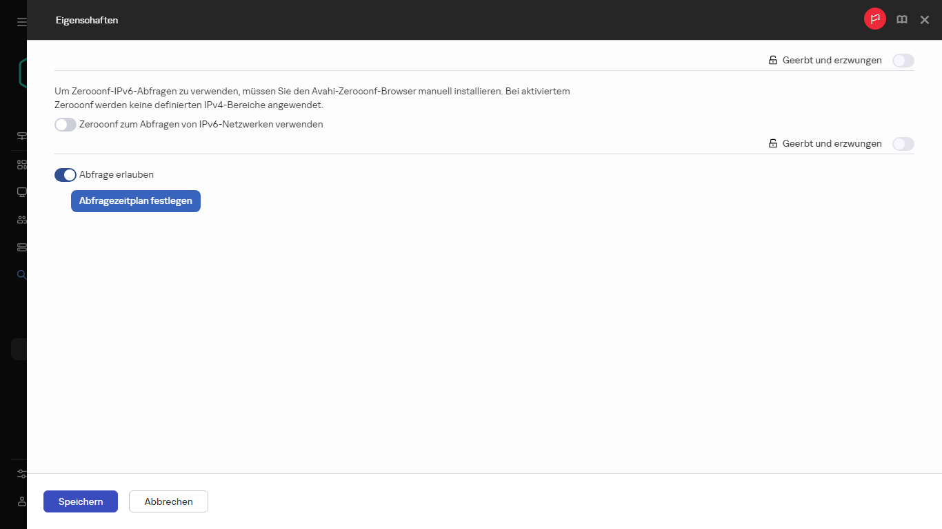 Einstellungen der Abfrage des IP-Bereiches.