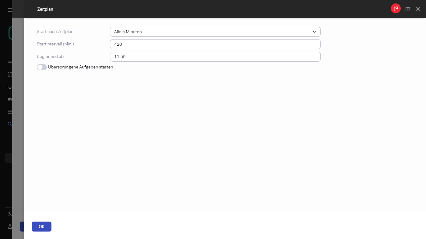 Zeitplan-Eigenschaften.