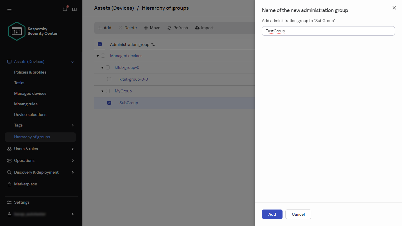 Adding a new group panel.
