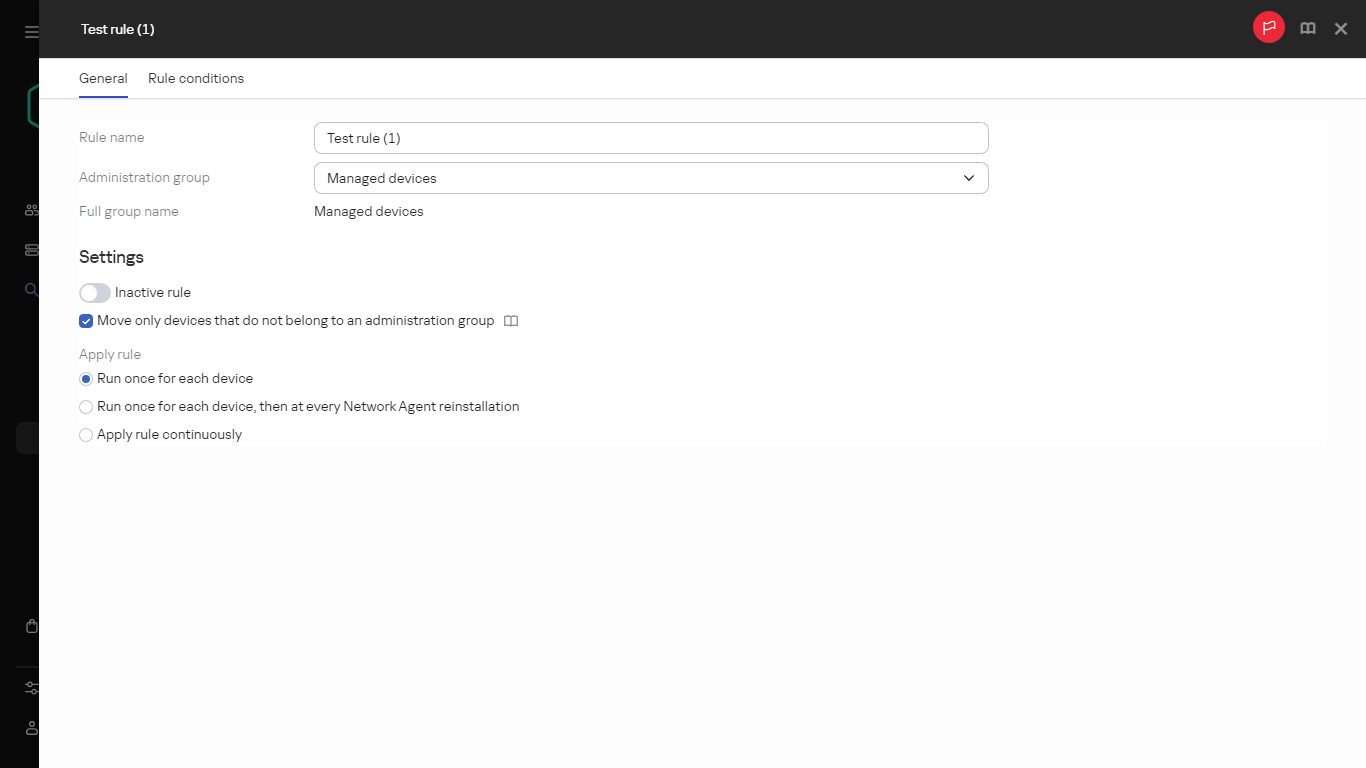 The copying window for Moving rules.