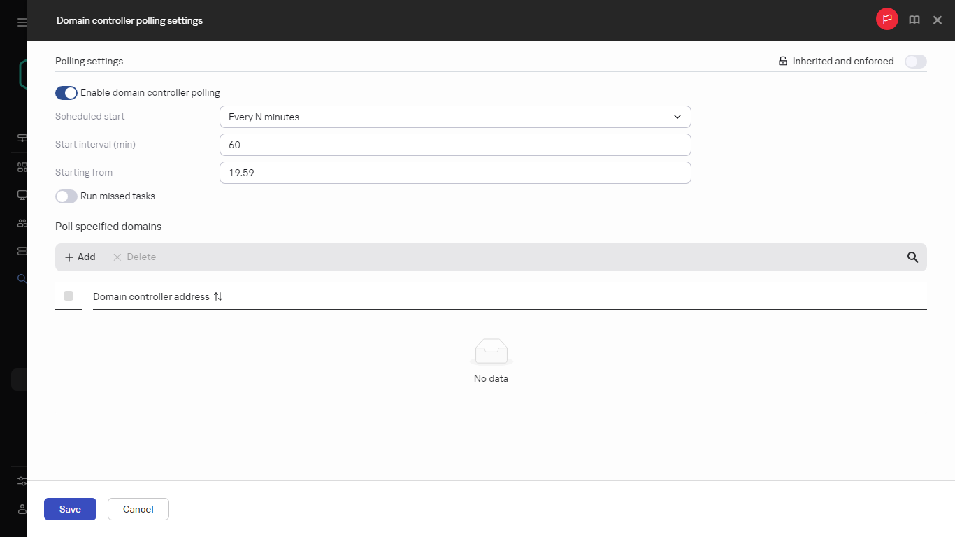 Domain controller polling settings.