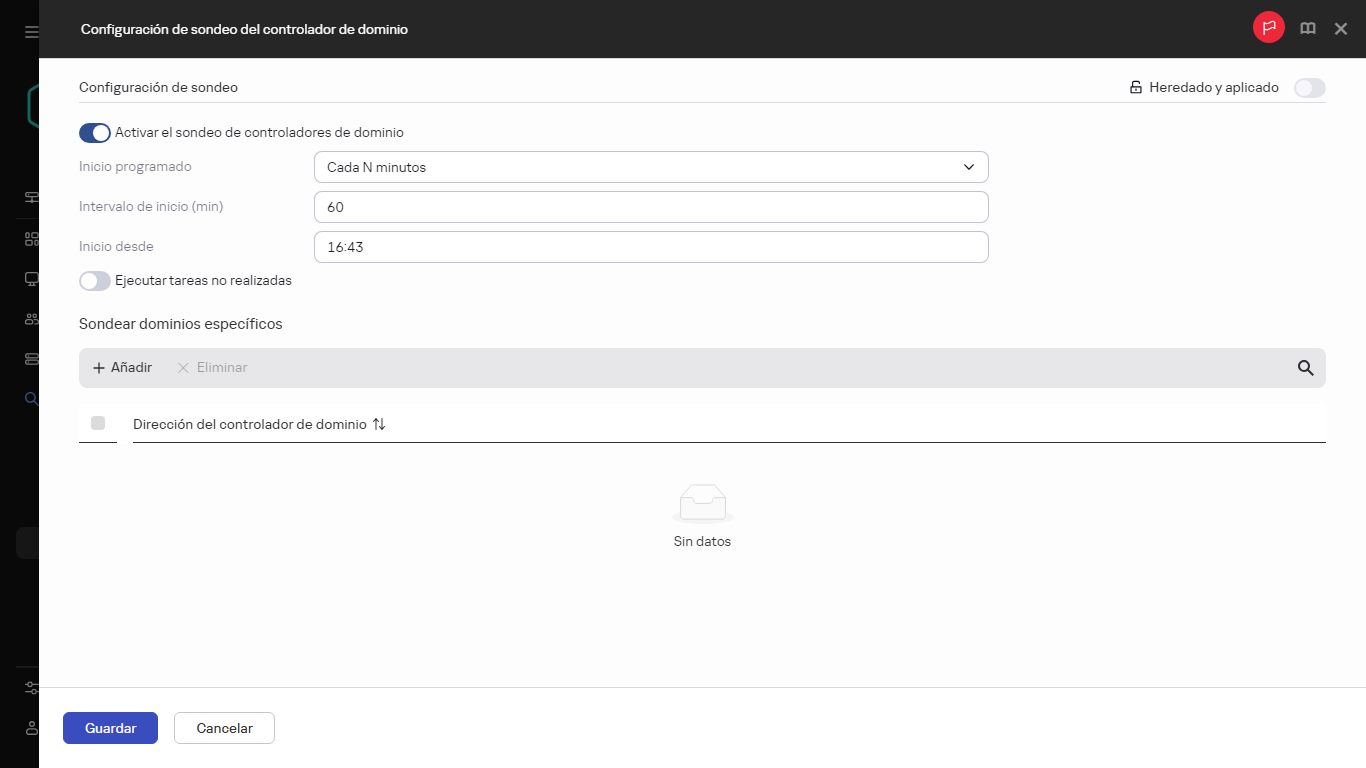 Configuración del sondeo del controlador de dominio.