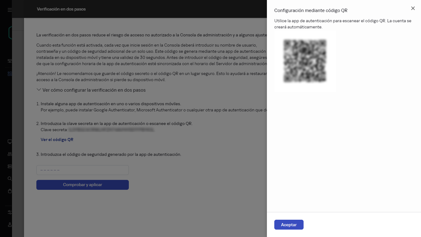 Usar código QR para la verificación.