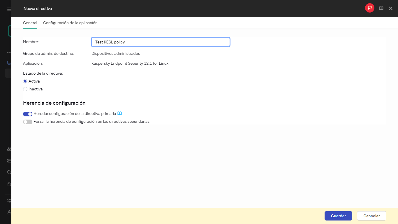 Nueva Configuración de directivas