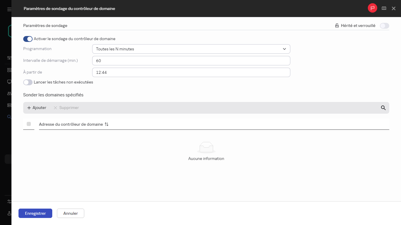 Paramètres de sondage du contrôleur de domaine.