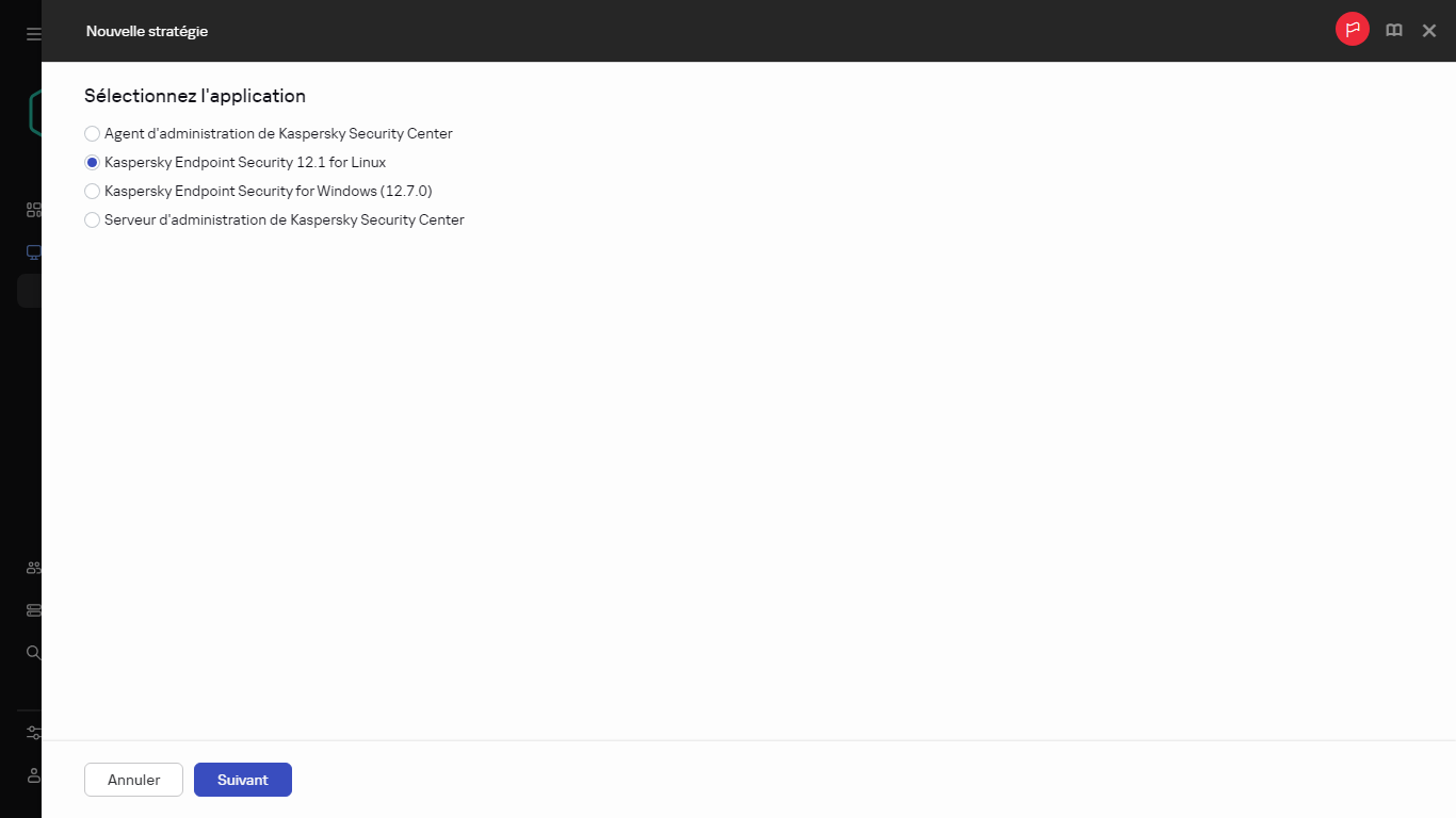 L'assistant de création de stratégie. L'étape d'ajout de stratégie.